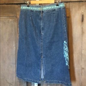 Ashley Stewart embroidered denim skirt